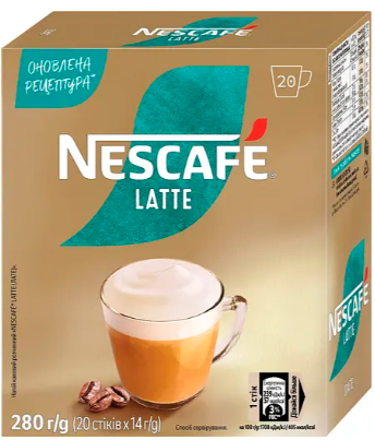 Кавовий напій Nescafe Latte розчинний стік 14 г x 20 шт
